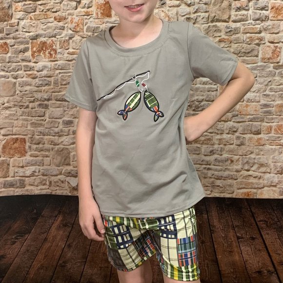 NEW Boutique Boy Fishing 2pc spring outfit short set - Picture 2 of 4